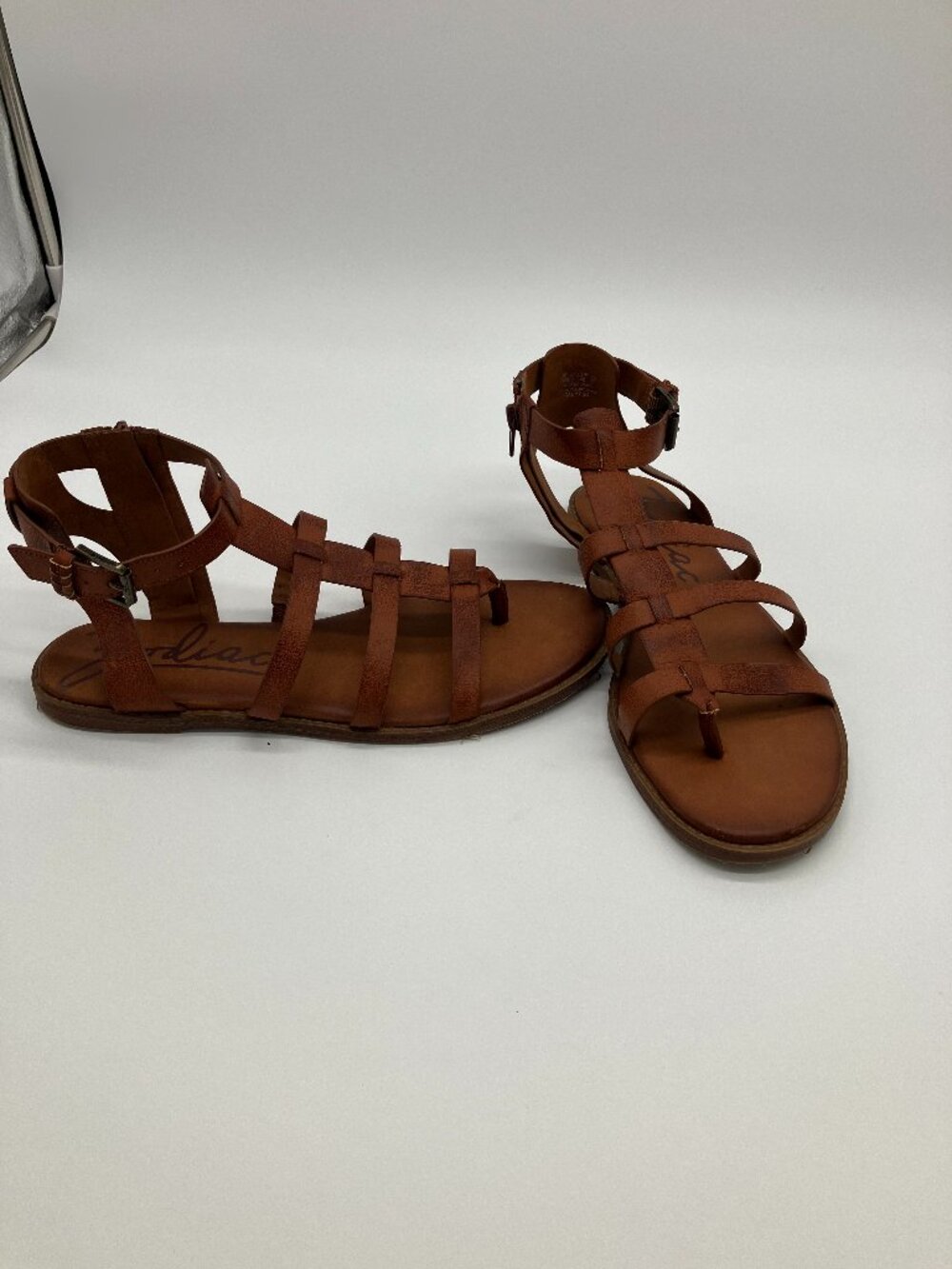 Zodiac Brown Leather Sandals Flats, size 10